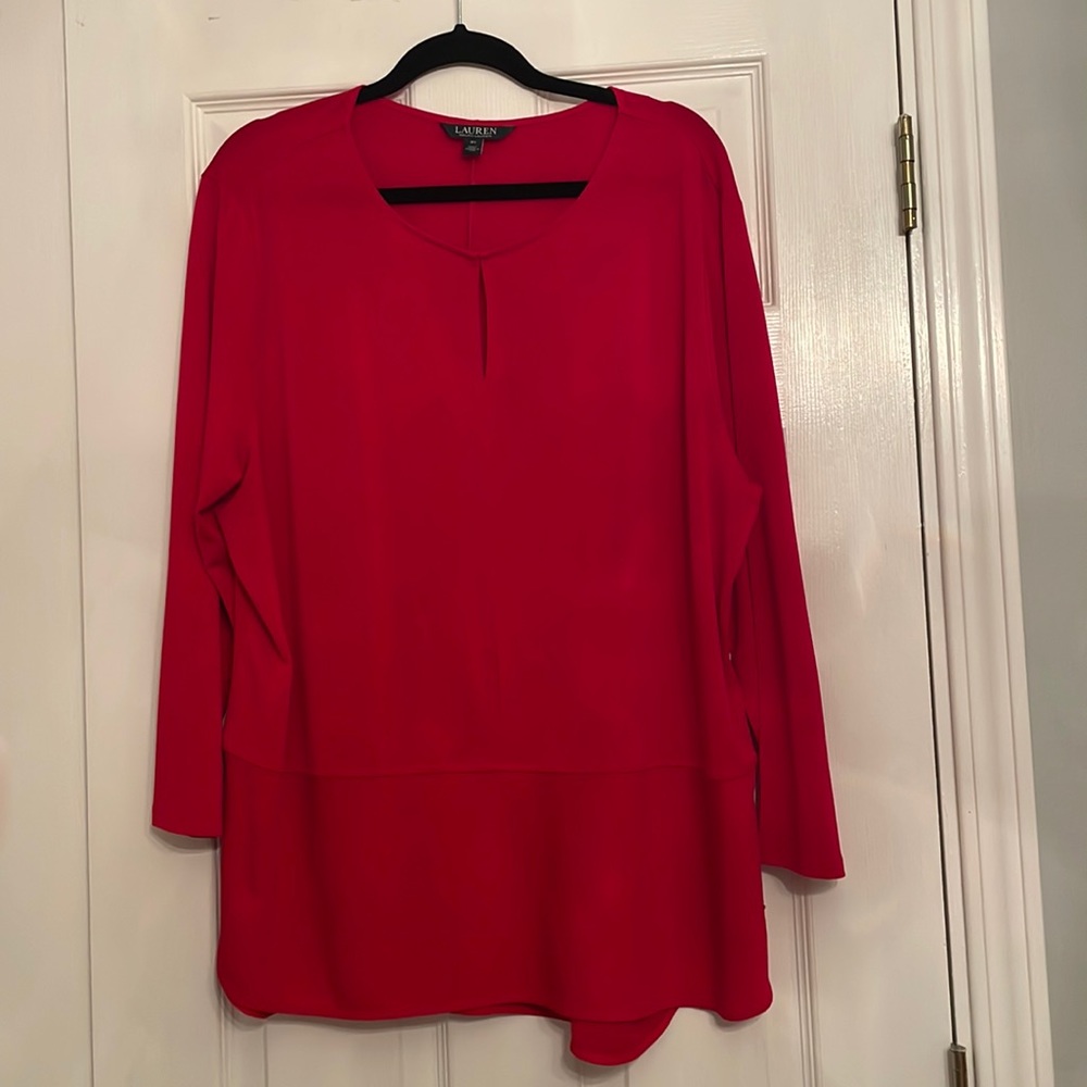 Ralph Lauren, red top 2x top with 3/4 sleeve